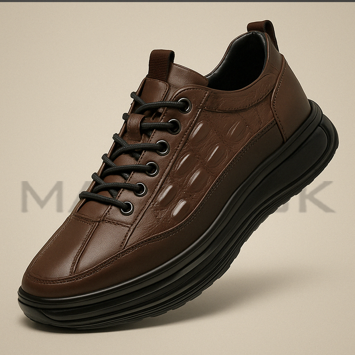 Baskets pour hommes en Krokodillenleer Stijl + Horloge gratuite
